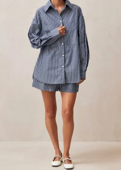 Lenaire Blue And White Stripe Shirt