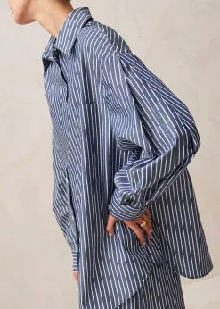 Lenaire Blue And White Stripe Shirt