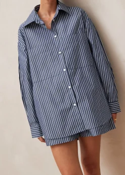 Lenaire Blue And White Stripe Shirt