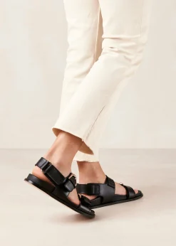 Leone Black Leather Sandals