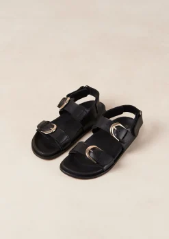 Leone Black Leather Sandals