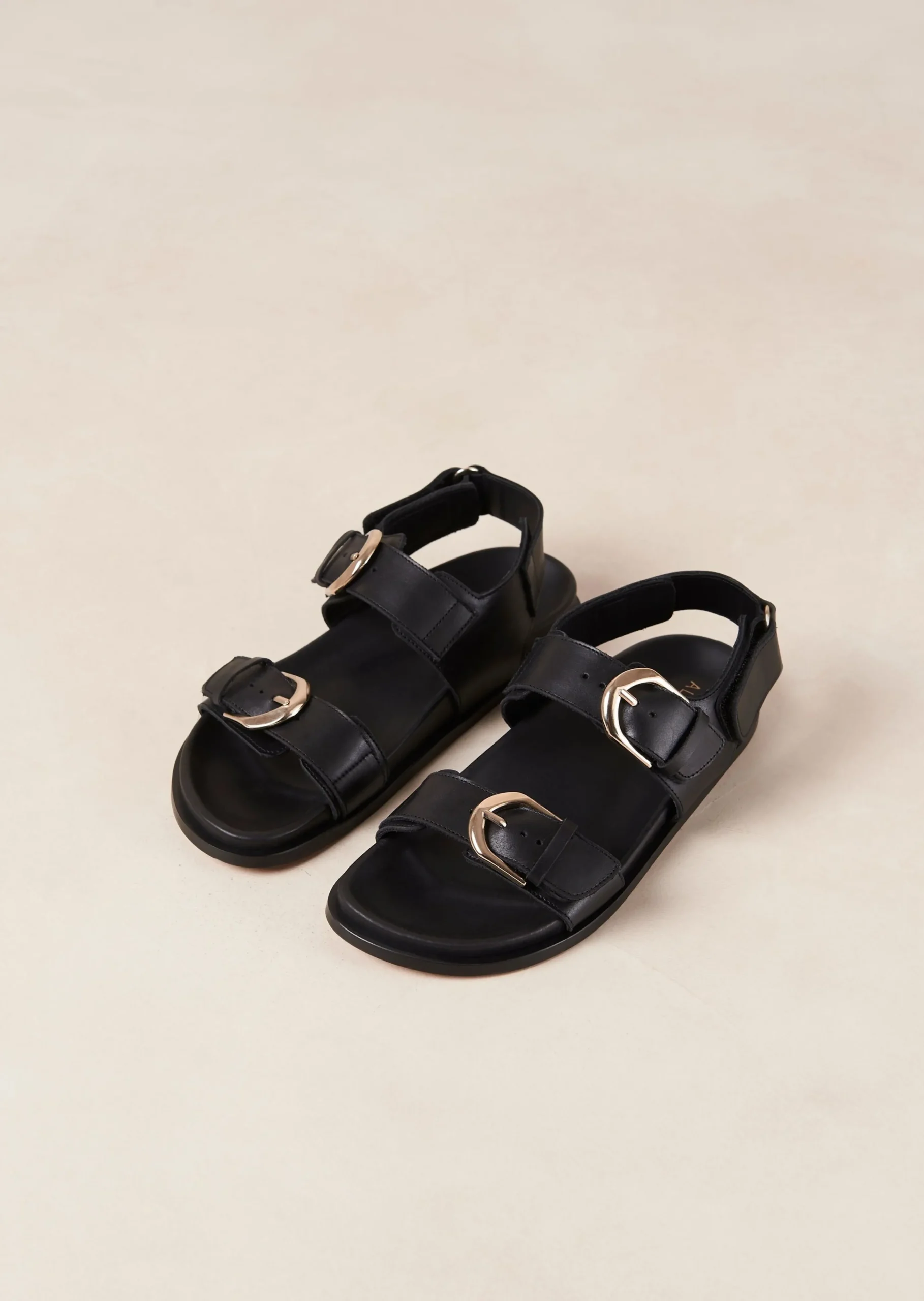 Leone Black Leather Sandals