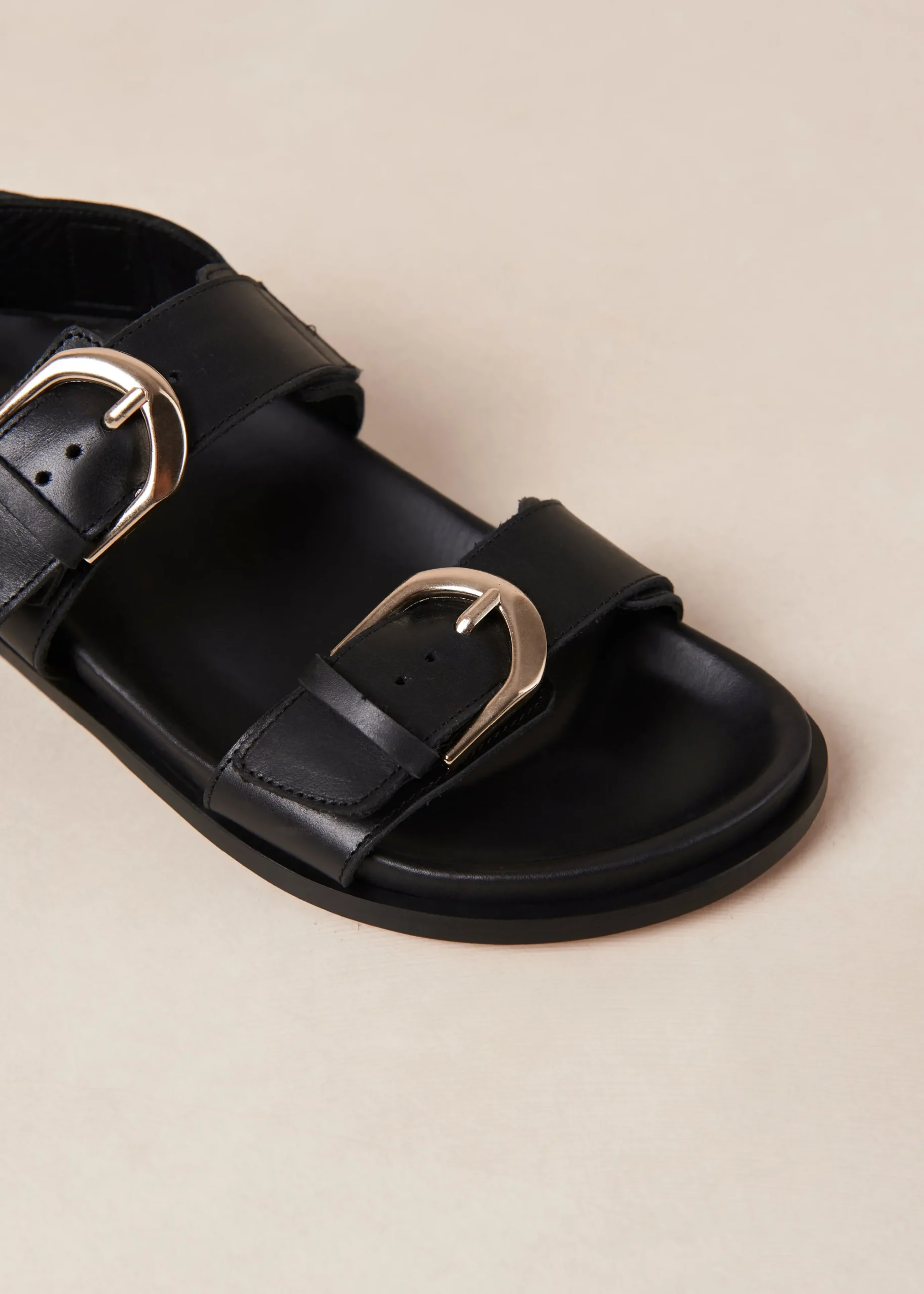 Leone Black Leather Sandals