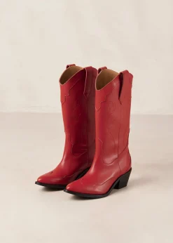 Liberty Red Leather Boots