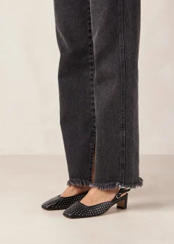 Lindy Studs Black Leather Pumps
