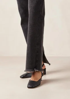 Lindy Studs Black Leather Pumps