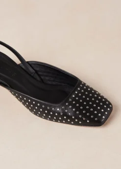 Lindy Studs Black Leather Pumps