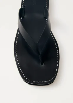 Liora Black Leather Sandals