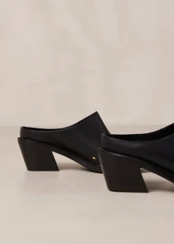 Lorenzo Black Leather Mules