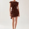 Lorette Brown Mini Dress