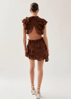 Lorette Brown Mini Dress