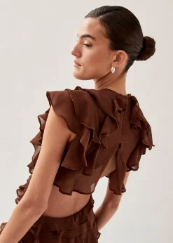 Lorette Brown Mini Dress