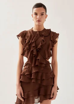 Lorette Brown Mini Dress
