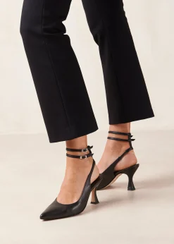 Louise Black Leather Pumps