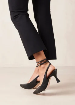 Louise Black Leather Pumps