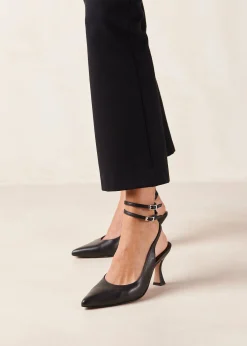 Louise Black Leather Pumps