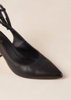 Louise Black Leather Pumps
