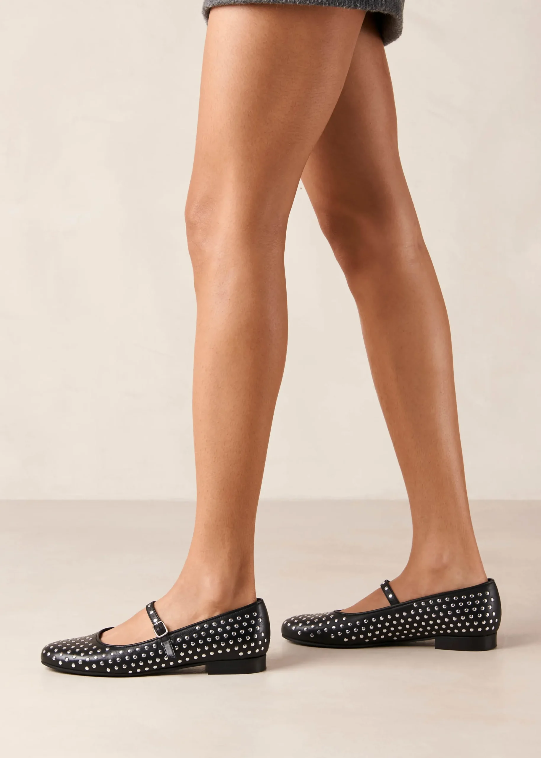Lucien Black Leather Ballet Flats