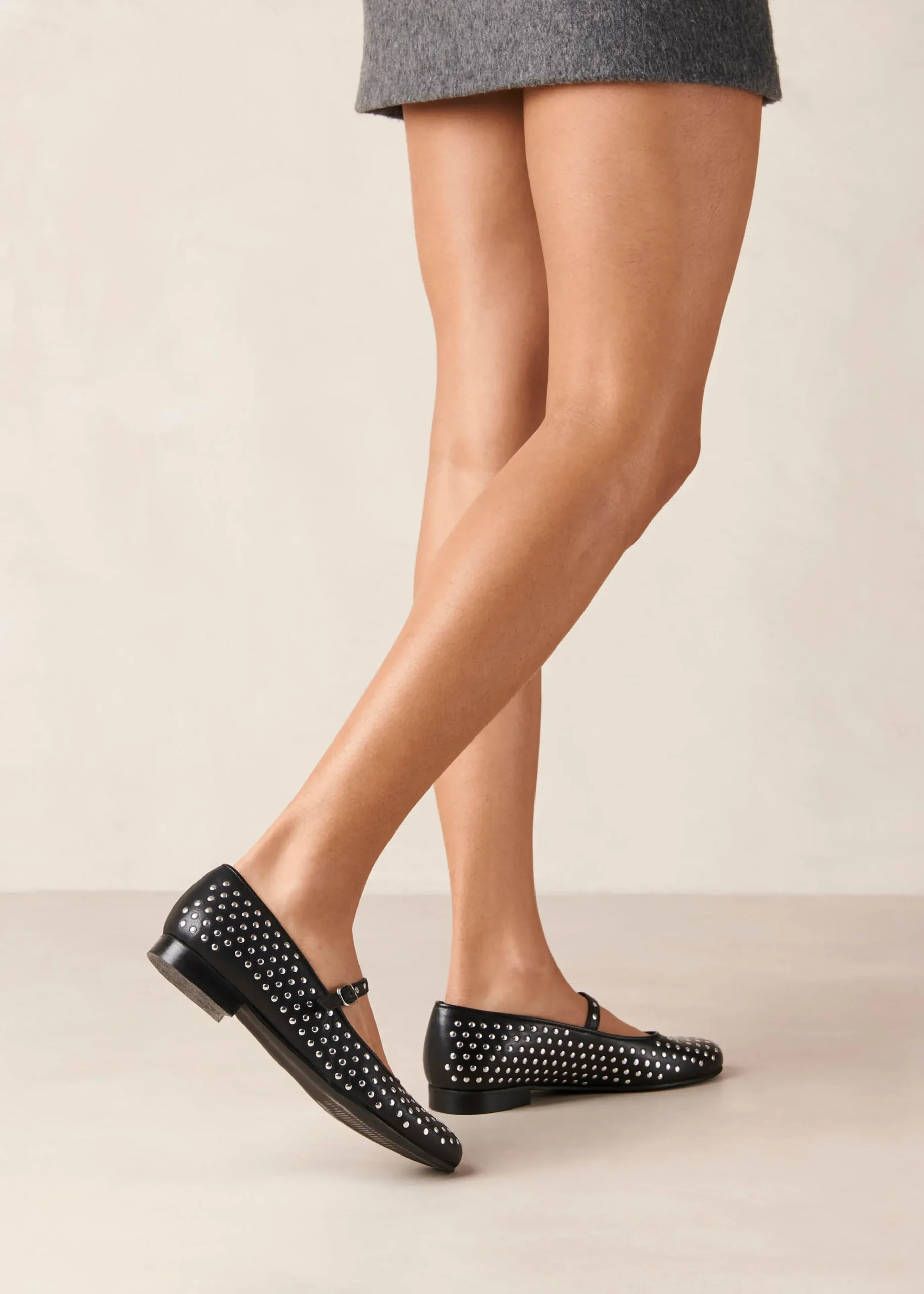 Lucien Black Leather Ballet Flats