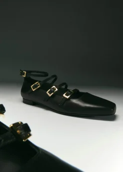 Luke Black Leather Ballet Flats