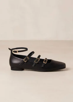 Luke Black Leather Ballet Flats