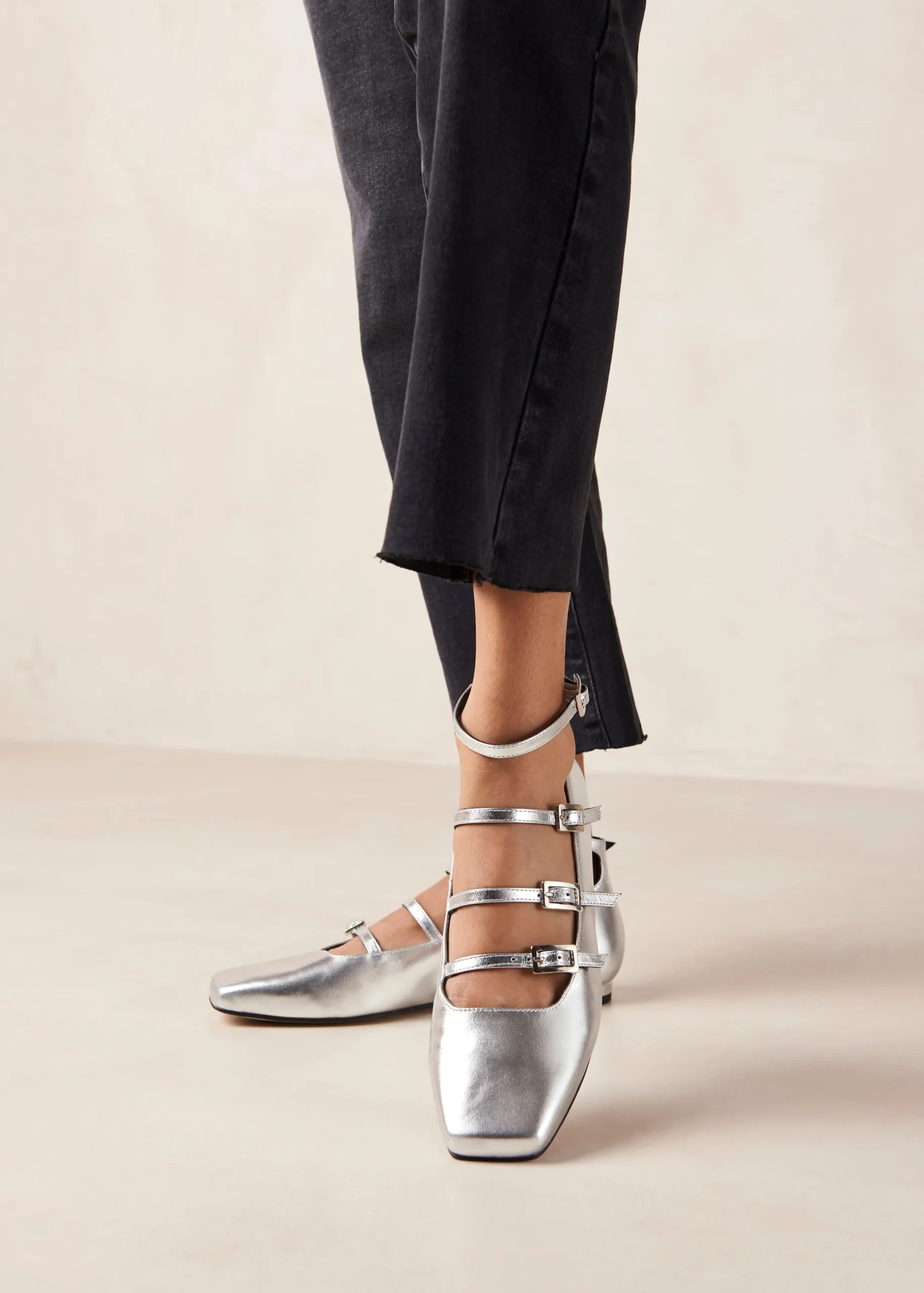 Luke Shimmer Silver Leather Ballet Flats