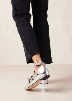 Luke Shimmer Silver Leather Ballet Flats