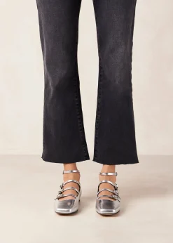 Luke Shimmer Silver Leather Ballet Flats