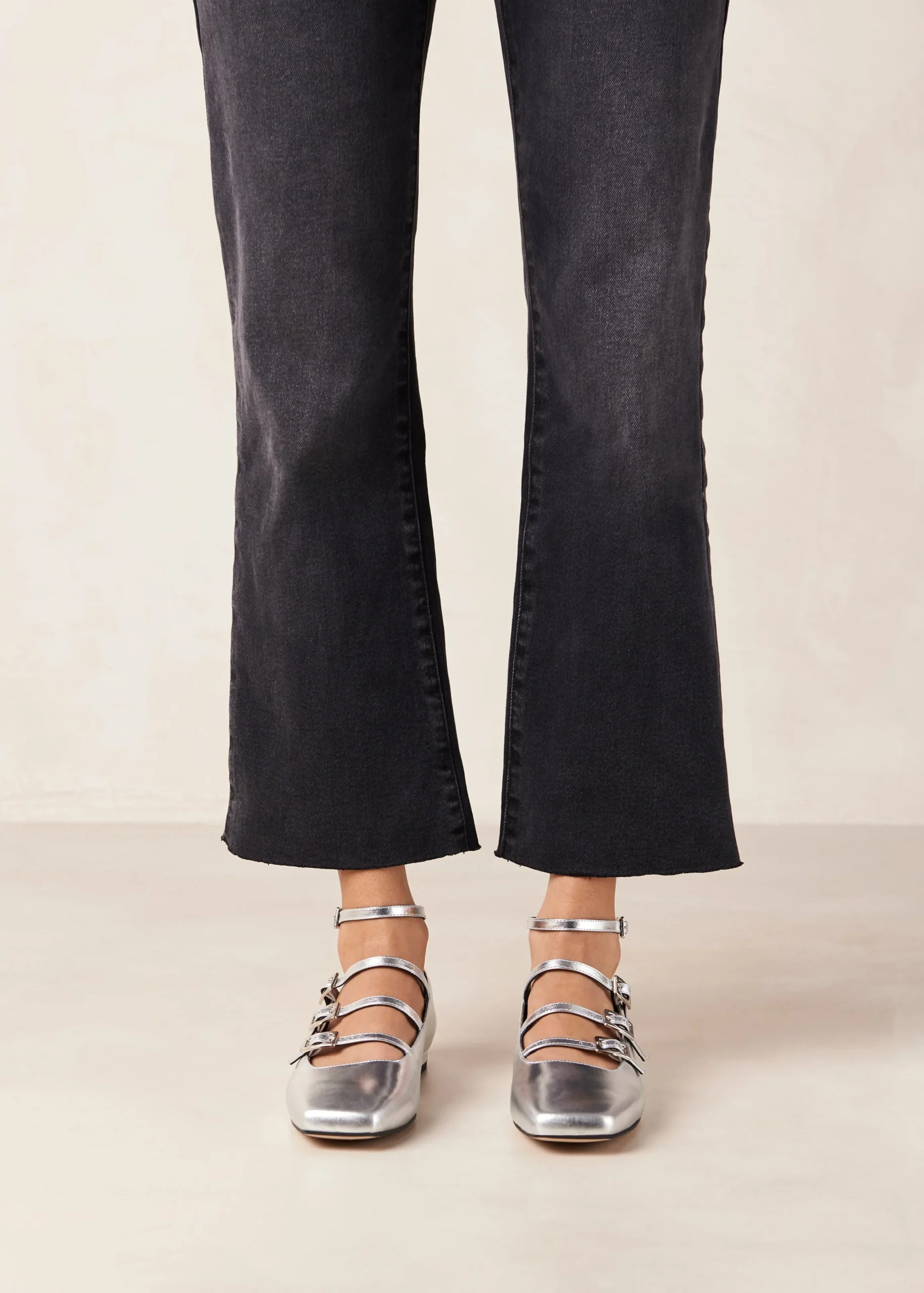 Luke Shimmer Silver Leather Ballet Flats