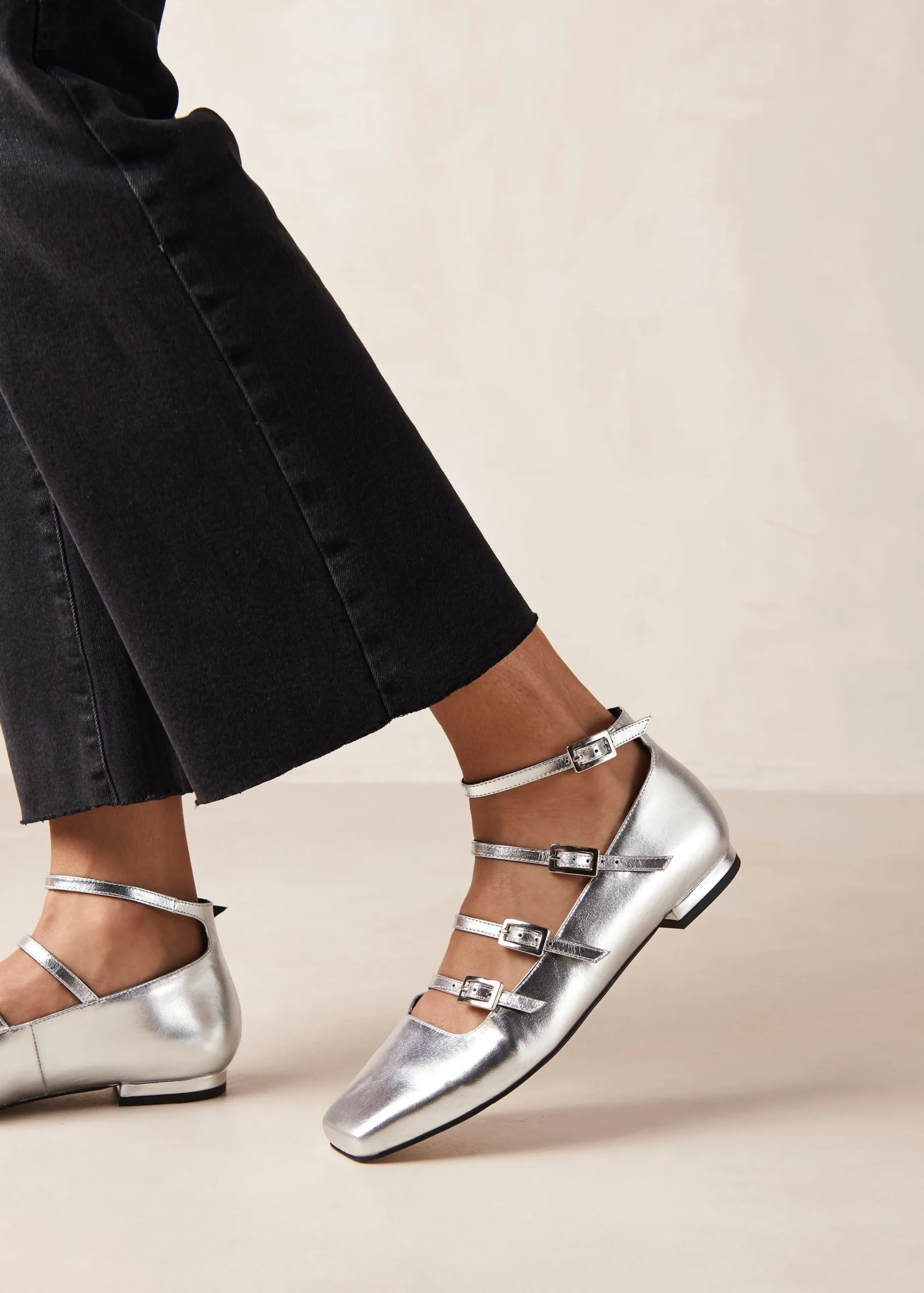 Luke Shimmer Silver Leather Ballet Flats