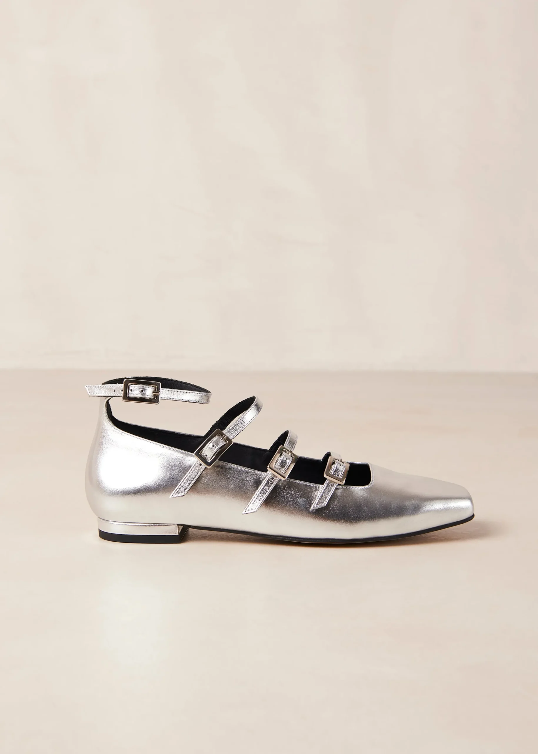 Luke Shimmer Silver Leather Ballet Flats