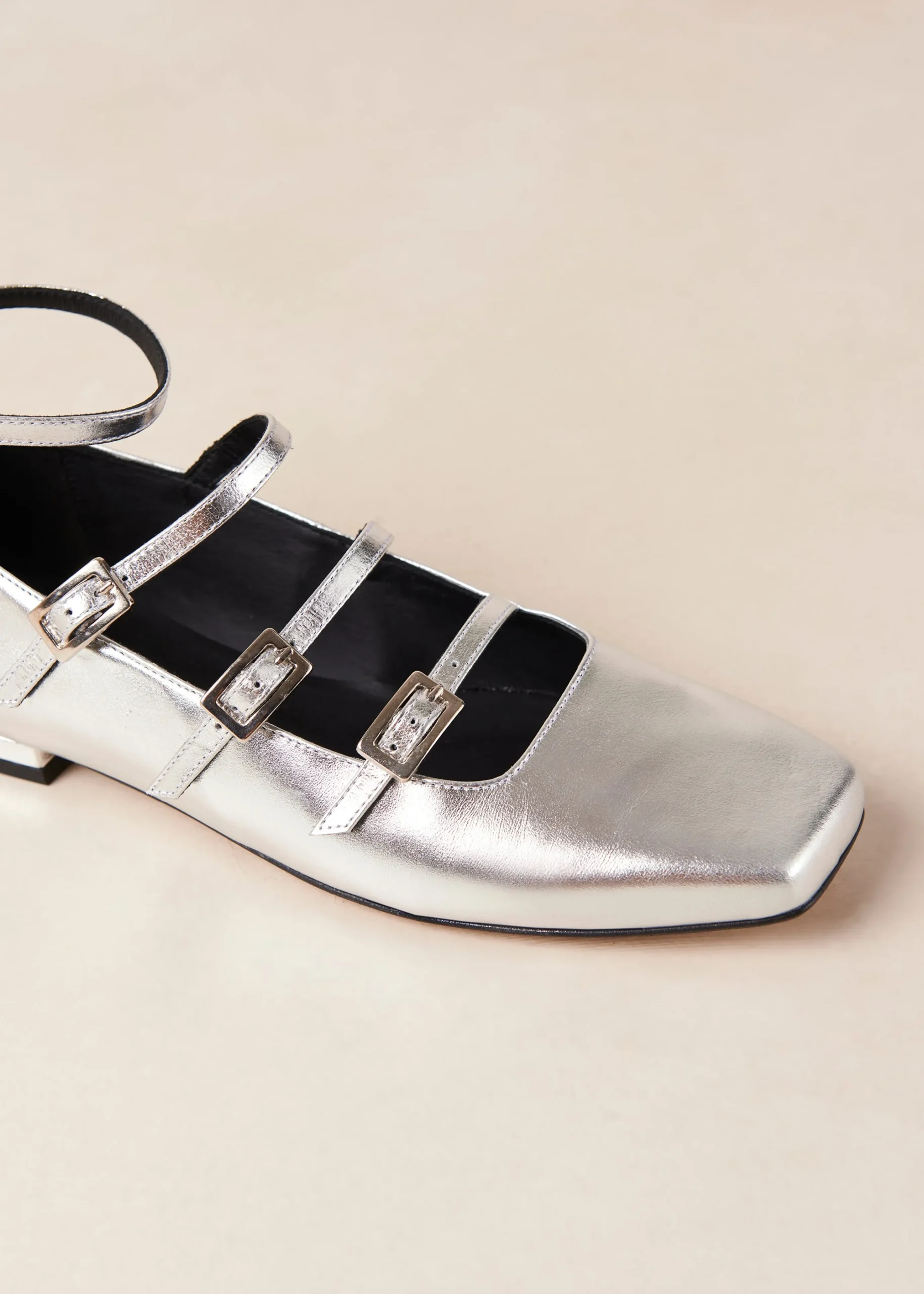 Luke Shimmer Silver Leather Ballet Flats