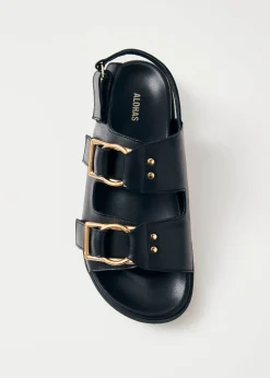 Maui Black Leather Sandals