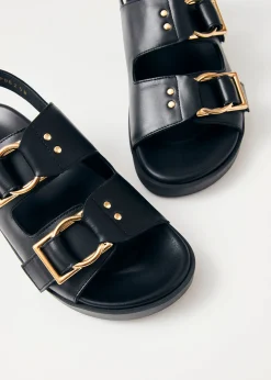 Maui Black Leather Sandals