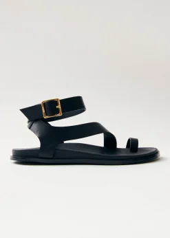 Myles Black Leather Sandals