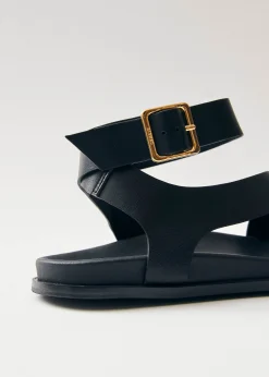 Myles Black Leather Sandals