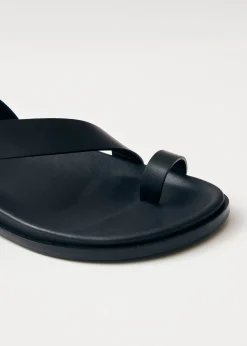 Myles Black Leather Sandals
