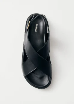 Nico Black Leather Sandals