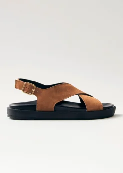 Nico Suede Brown Leather Sandals