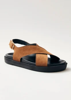Nico Suede Brown Leather Sandals