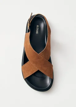 Nico Suede Brown Leather Sandals