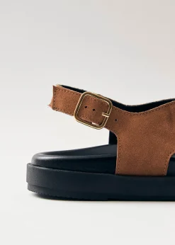 Nico Suede Brown Leather Sandals
