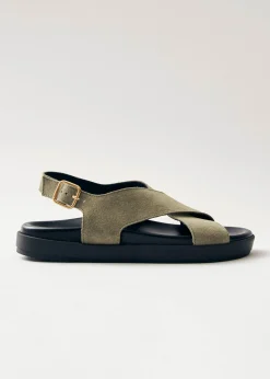 Nico Suede Khaki Leather Sandals
