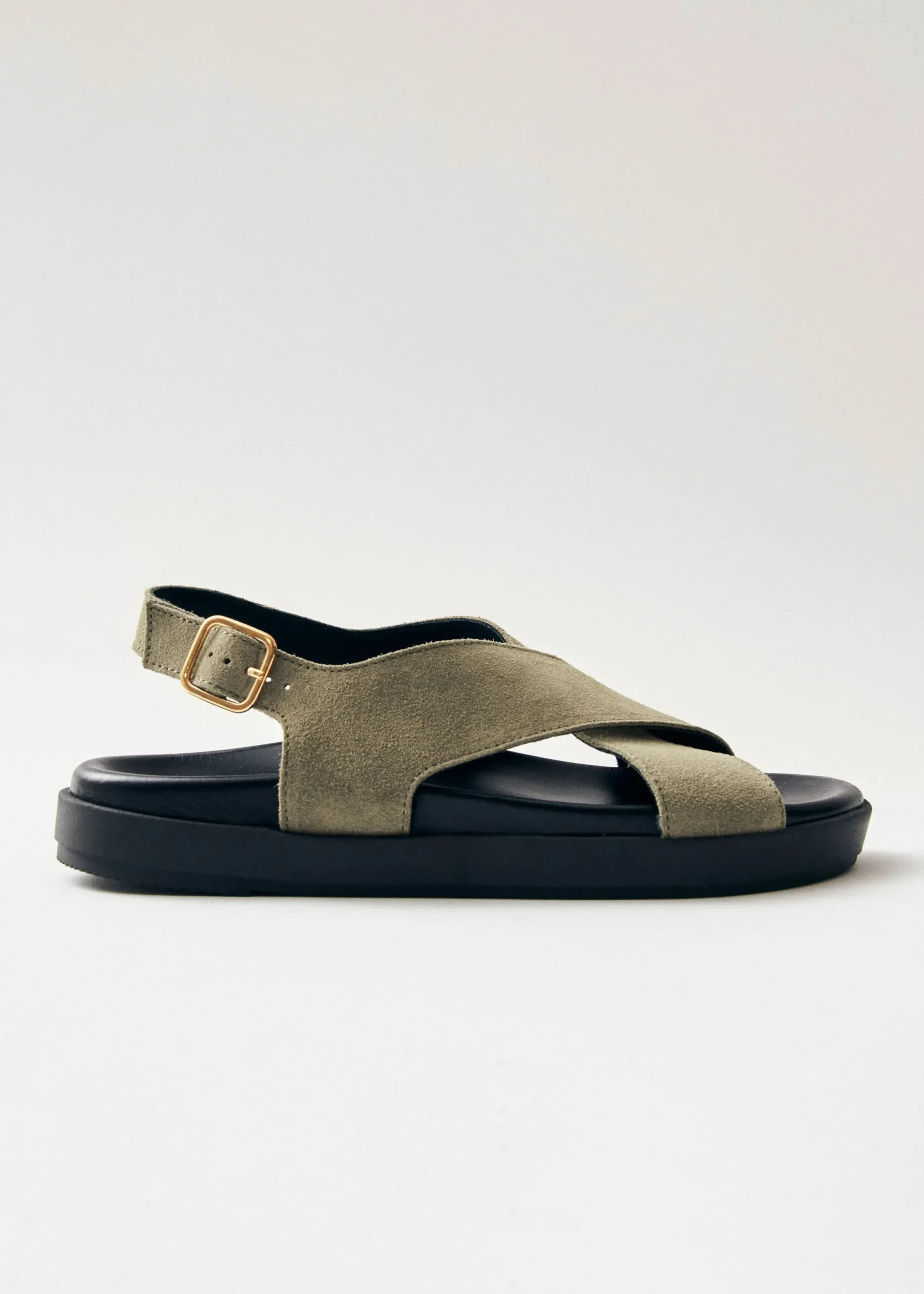 Nico Suede Khaki Leather Sandals