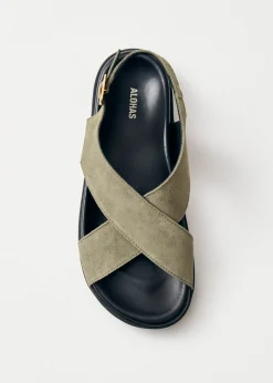 Nico Suede Khaki Leather Sandals