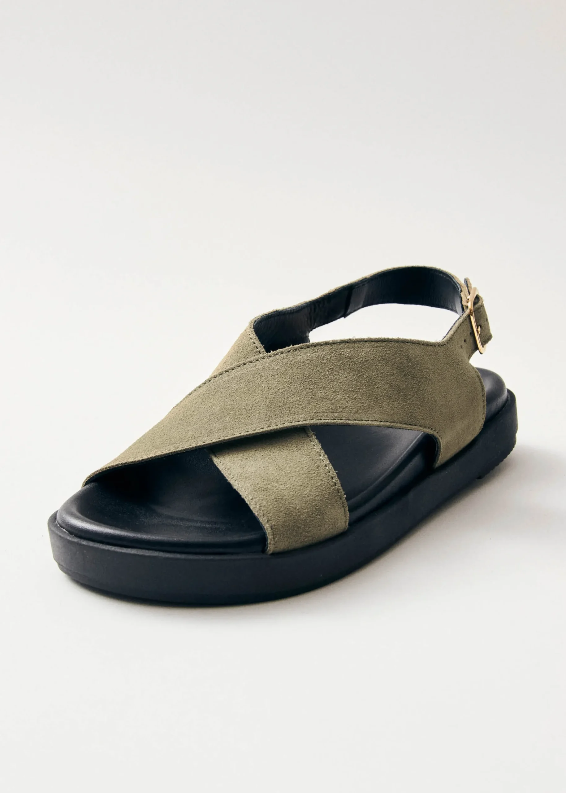 Nico Suede Khaki Leather Sandals