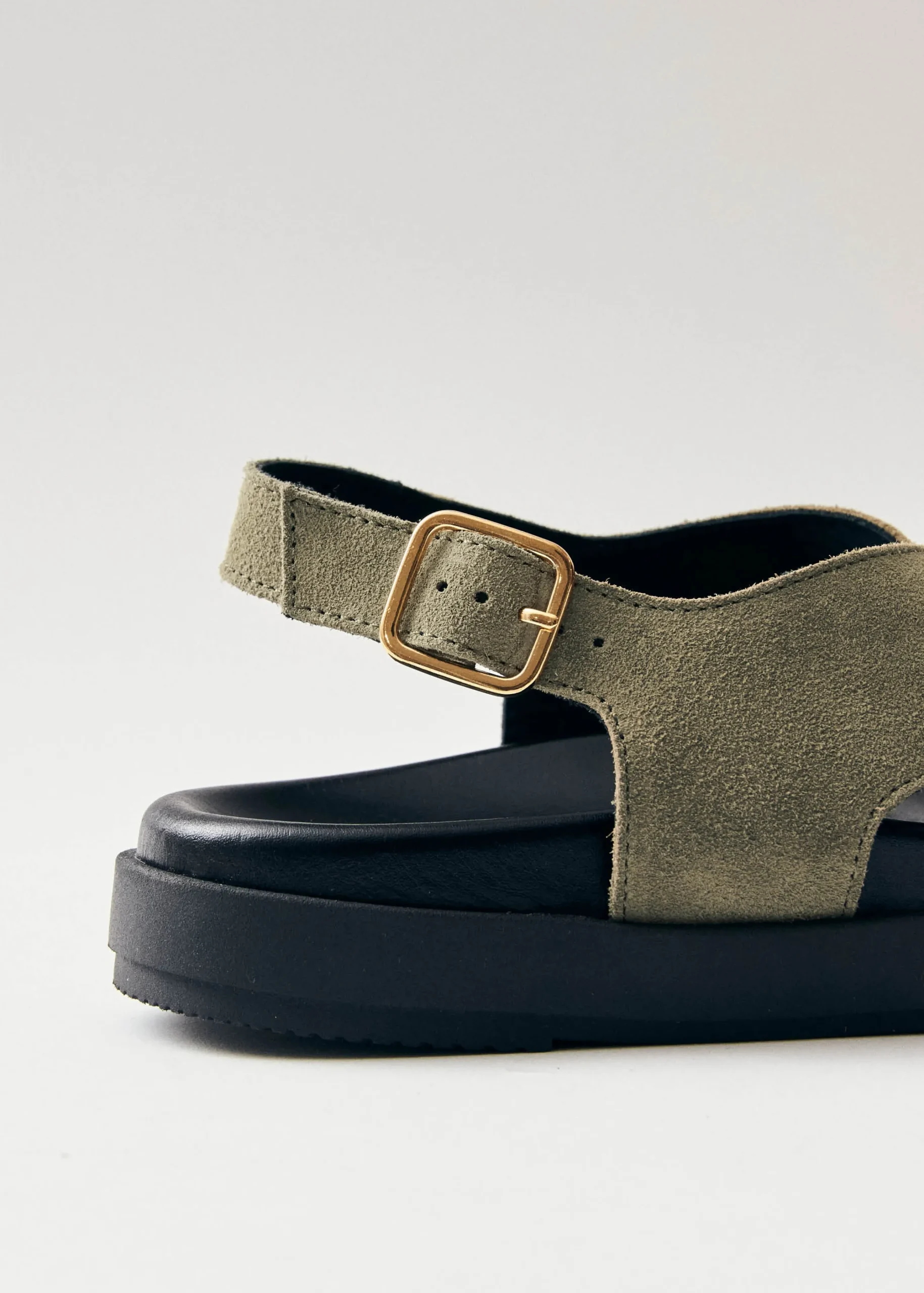 Nico Suede Khaki Leather Sandals