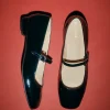 Por Do Sol Onix Black Leather Ballet Flats