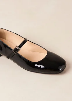 Por Do Sol Onix Black Leather Ballet Flats