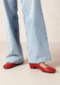 Por Do Sol Red Leather Ballet Flats